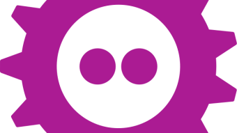 Gear icon with two dots in its center